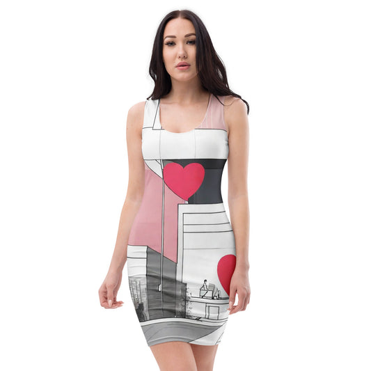 Architectural Bodycon dress — All-Over Print AI Designed