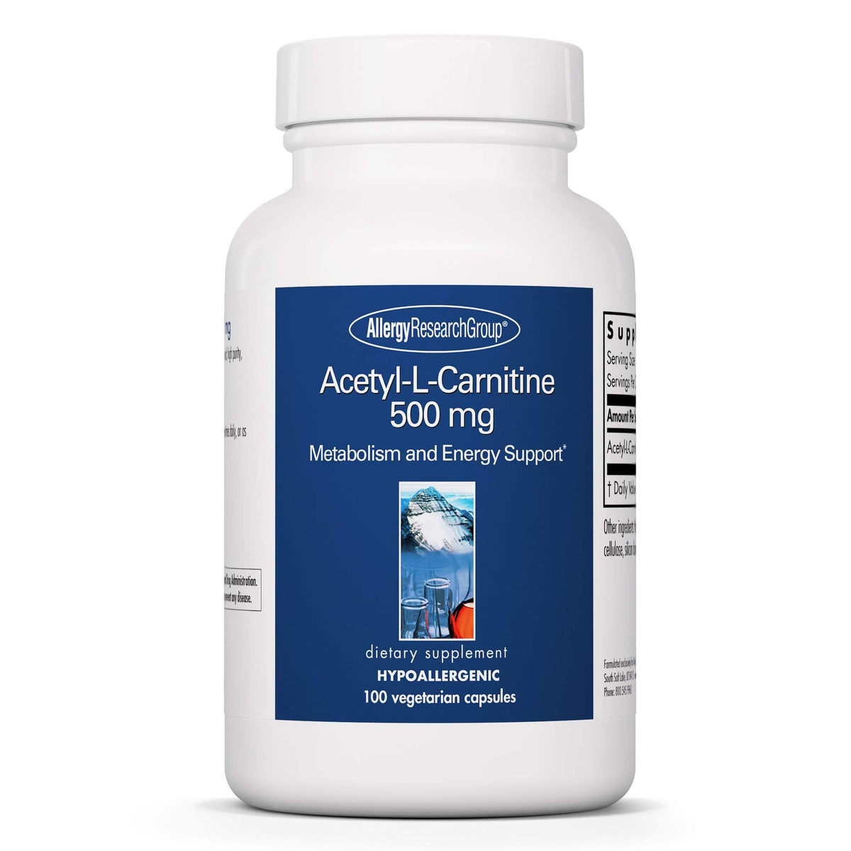 Allergy Research Group Acetyl-L-Carnitine 500mg – Metabolism & Energy Support, 100 Count