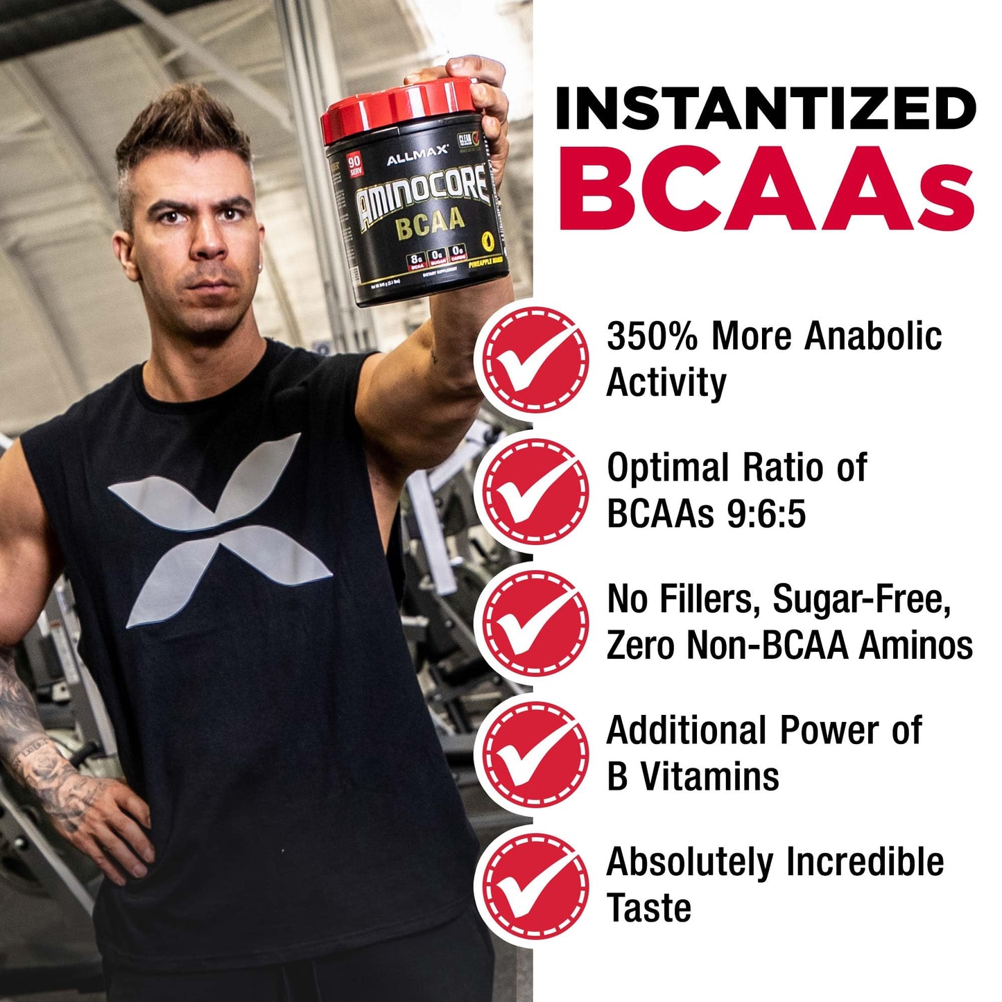 ALLMAX AMINOCORE BCAA Powder – Watermelon, 8,180 mg BCAAs, 945 g