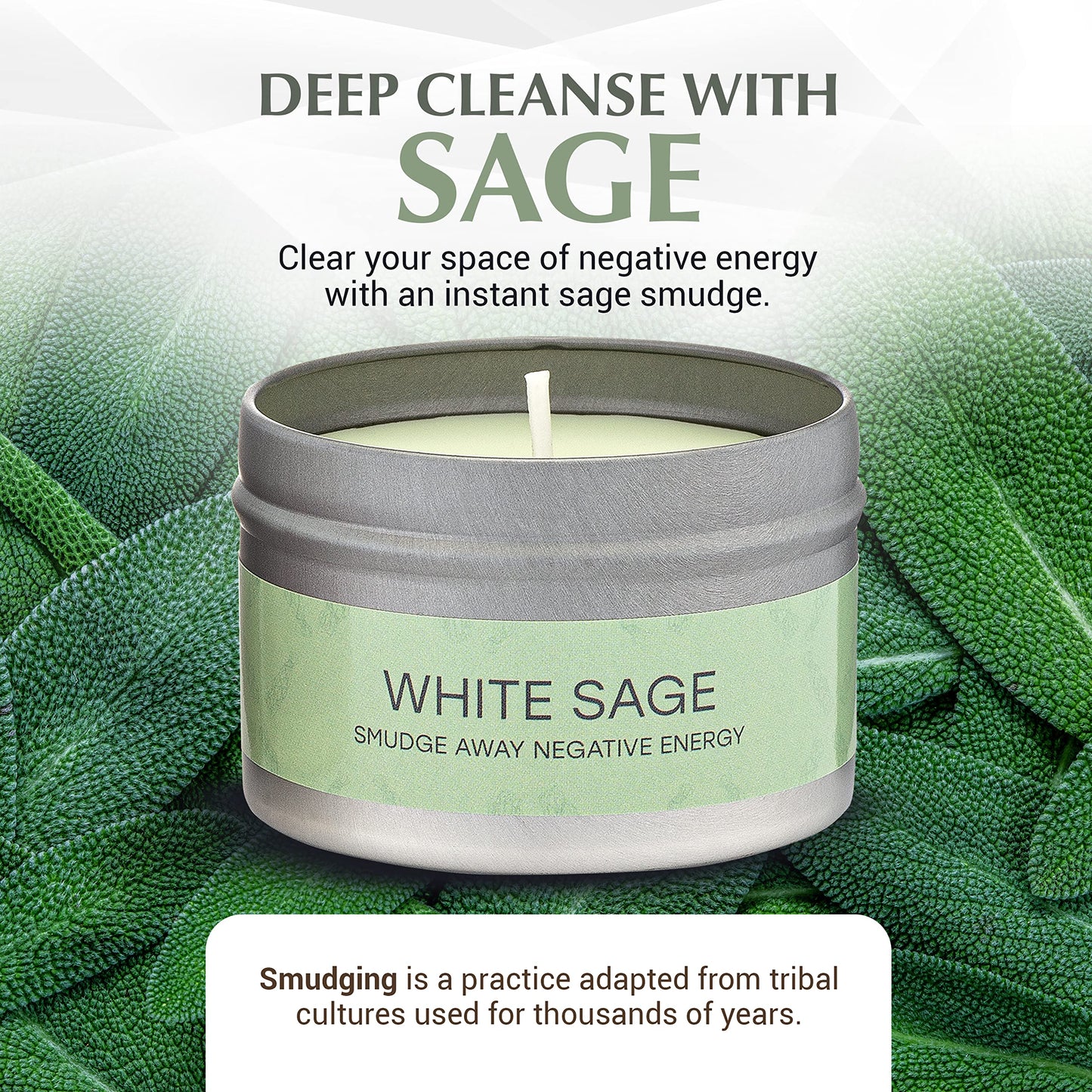 Almeara 2-in-1 Candle Combo – Sage & Palo Santo, 40+ Hours Burn, 100% Soy