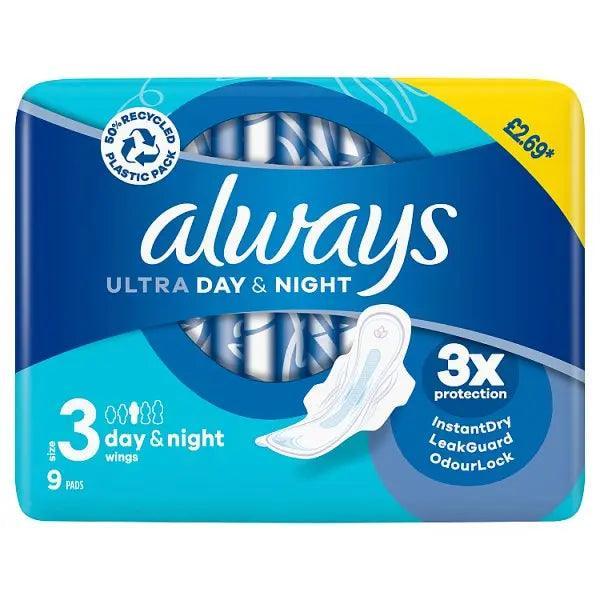 Always Ultra Day & Night Pads (S3) Wings x 36 [PM £2.69 ] (Case of 4)