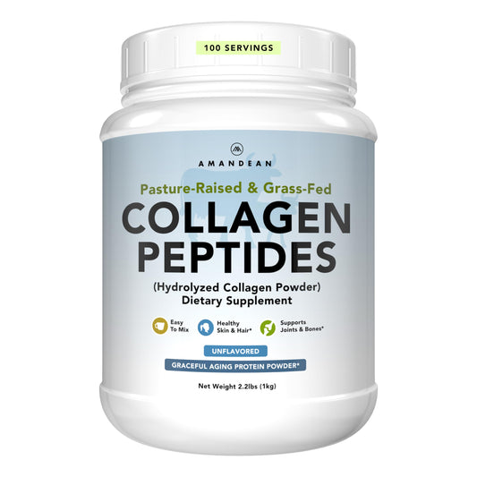AMANDEAN Collagen Peptides Powder 1kg – Grass-Fed, Enzymatically Hydrolyzed Type 1 & 3, Unflavored, Non-GMO