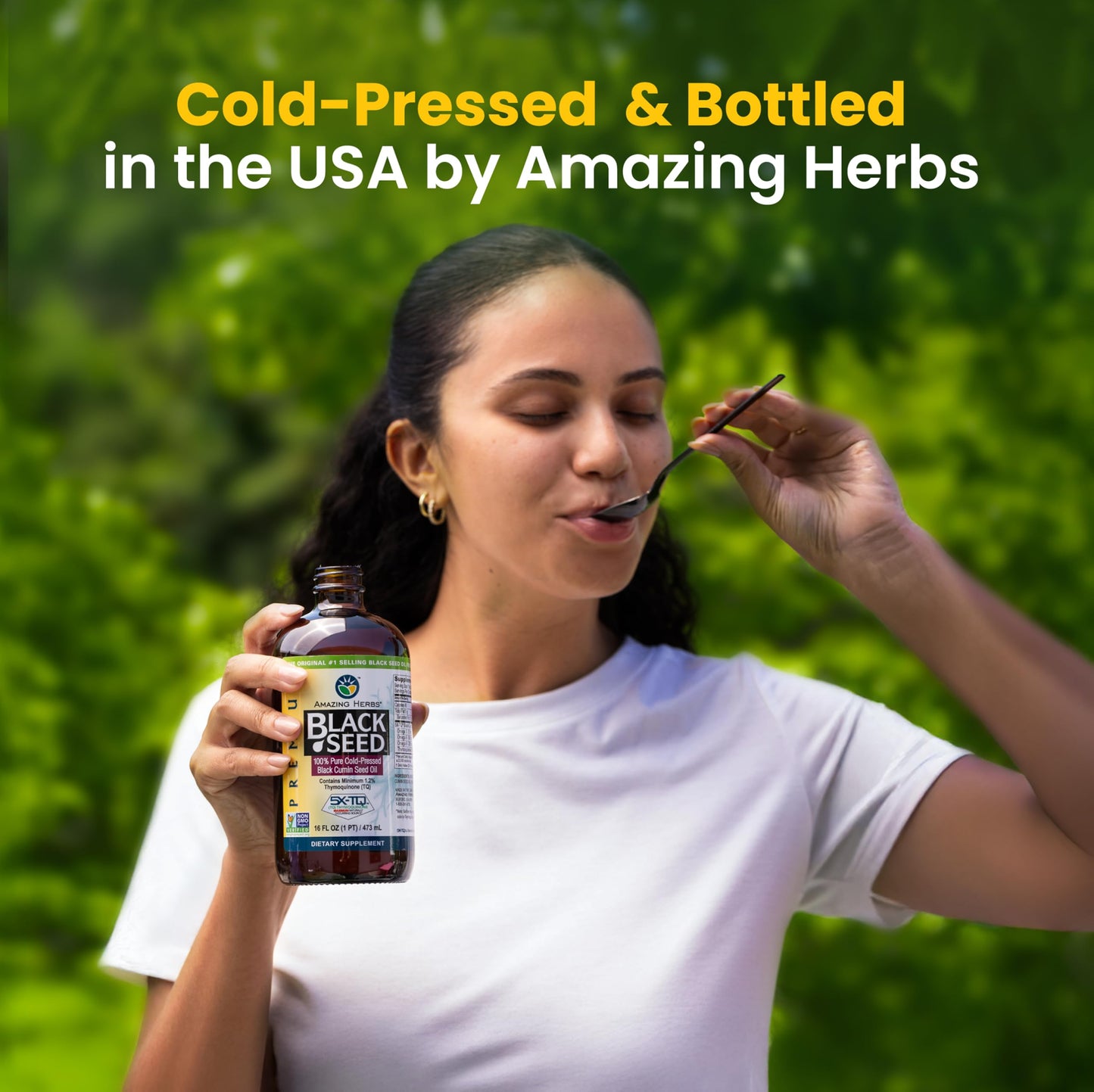 Amazing Herbs Premium Black Seed Oil - Cold Pressed Nigella Sativa, Gluten Free & Non-GMO - 32 fl oz (2 x 16 fl oz)