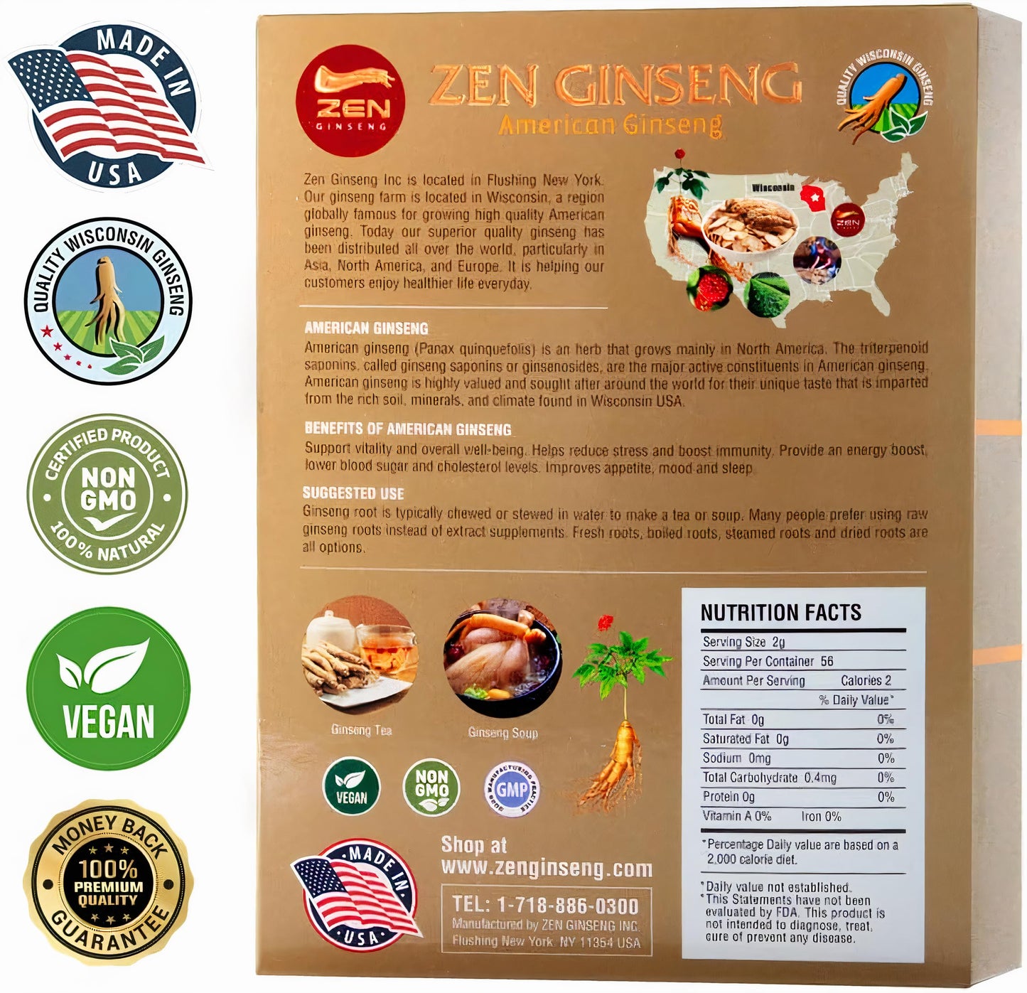 American Wisconsin Ginseng – 4oz (Super Long Jumbo Root) for Performance & Mental Health