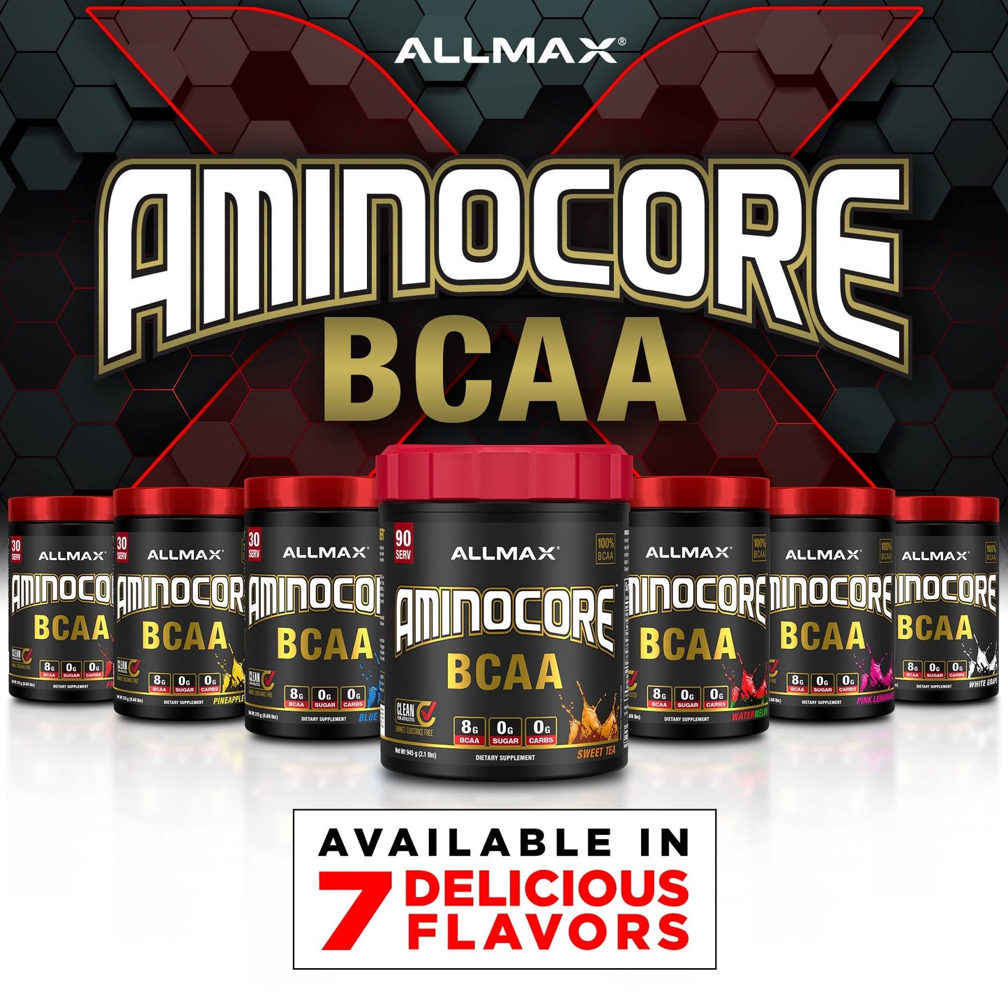 ALLMAX AMINOCORE BCAA – Fruit Punch, 945 g | 90 Servings, 8.18 g BCAA per Serving