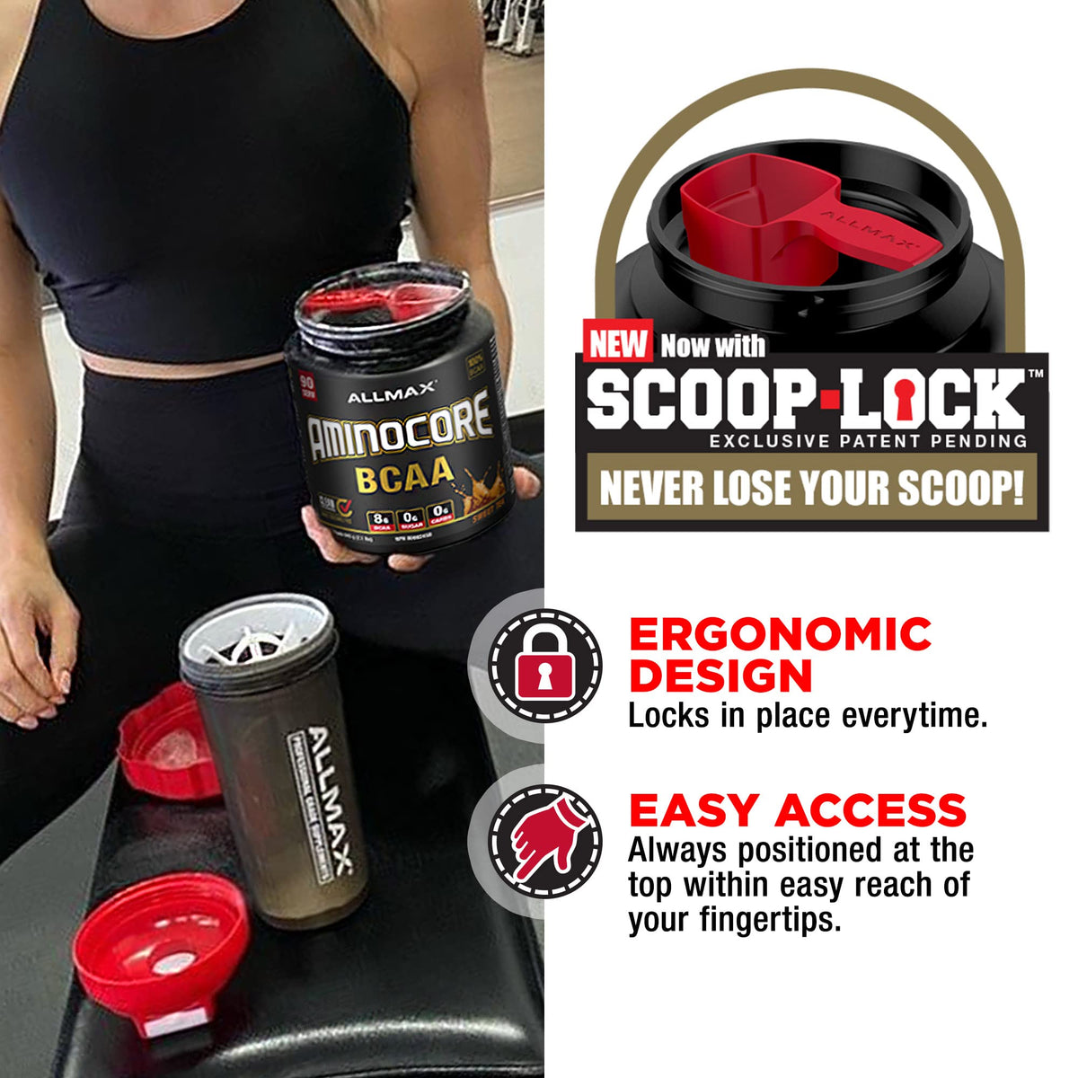 ALLMAX AMINOCORE BCAA Powder – Intra & Post-Workout Recovery, Gluten Free, Sweet Tea 315 g