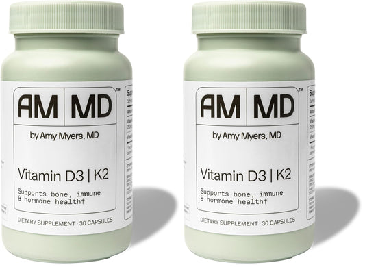 Amy Myers MD Vitamin D3/K2 10,000 IU Capsules – Bone, Immune & Healthy Mindset Support (Pack of 2)