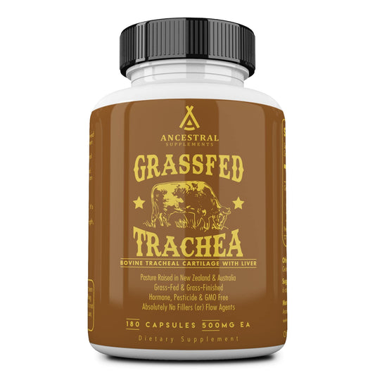 Ancestral Supplements Grass Fed Beef Tracheal Cartilage with Liver – 3000mg, Immune & Joint Support