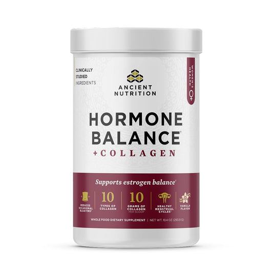 Ancient Nutrition Hormone Balance + Collagen Powder, Vanilla, 25 Servings | Hydrolyzed Collagen Peptides