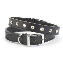 Ancol Leather Collar Studded Black 45-54cm