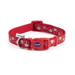 Ancol Reflective Star Adjustable Collar Red 30-50cm