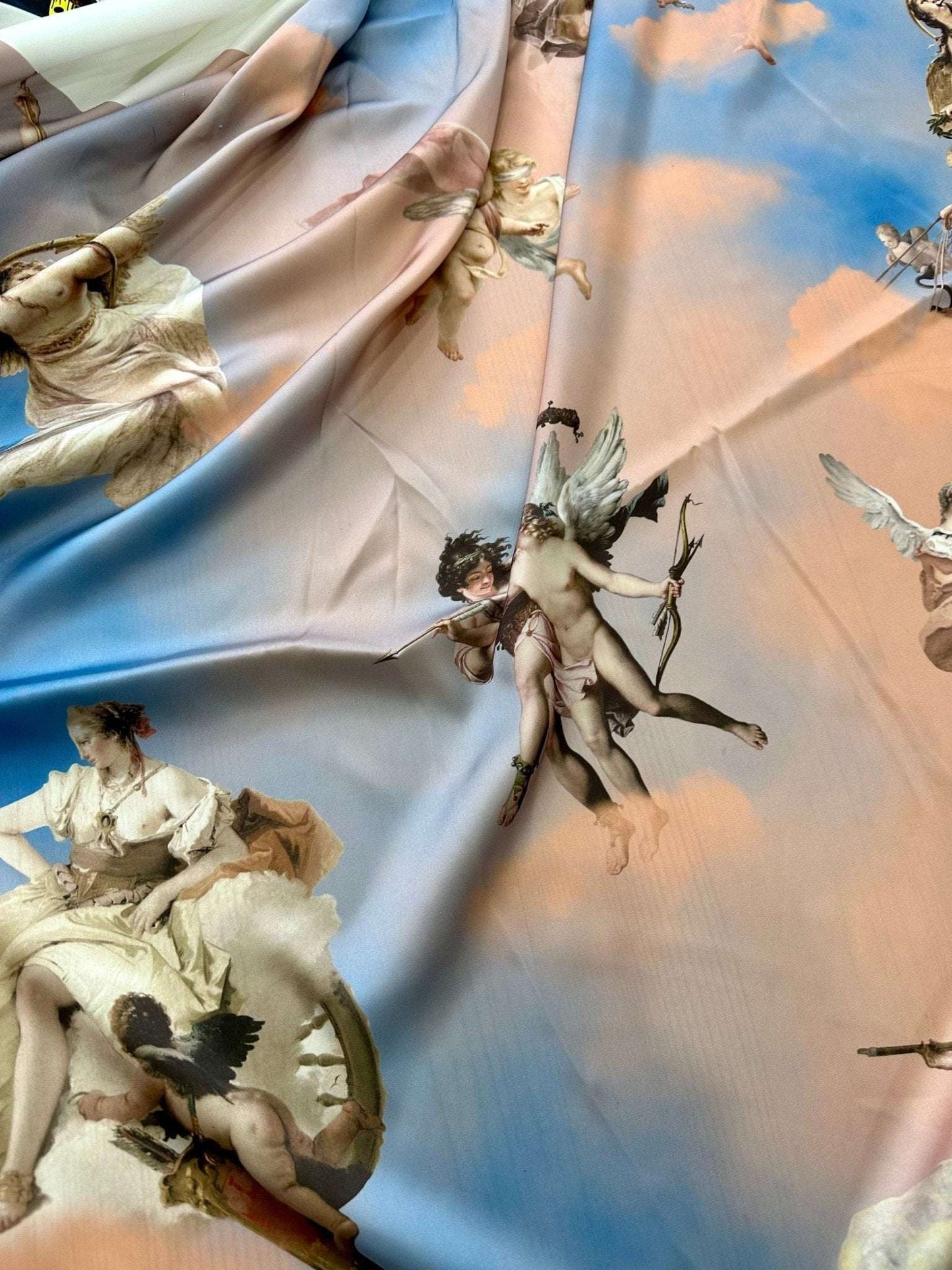 Angel Print Sky Blue Fabric by Metre