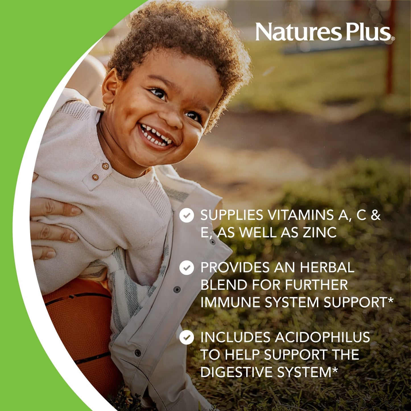 Natures Plus Animal Parade Immune Booster – Tropical Berry, 90 Chewables, Gluten Free & Vegan