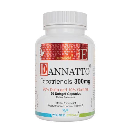 Wellness Extract Annatto Tocotrienols Vitamin E Supplement – Tocopherol-Free, Non-GMO, Gluten-Free, 300 mg, 60 Softgels
