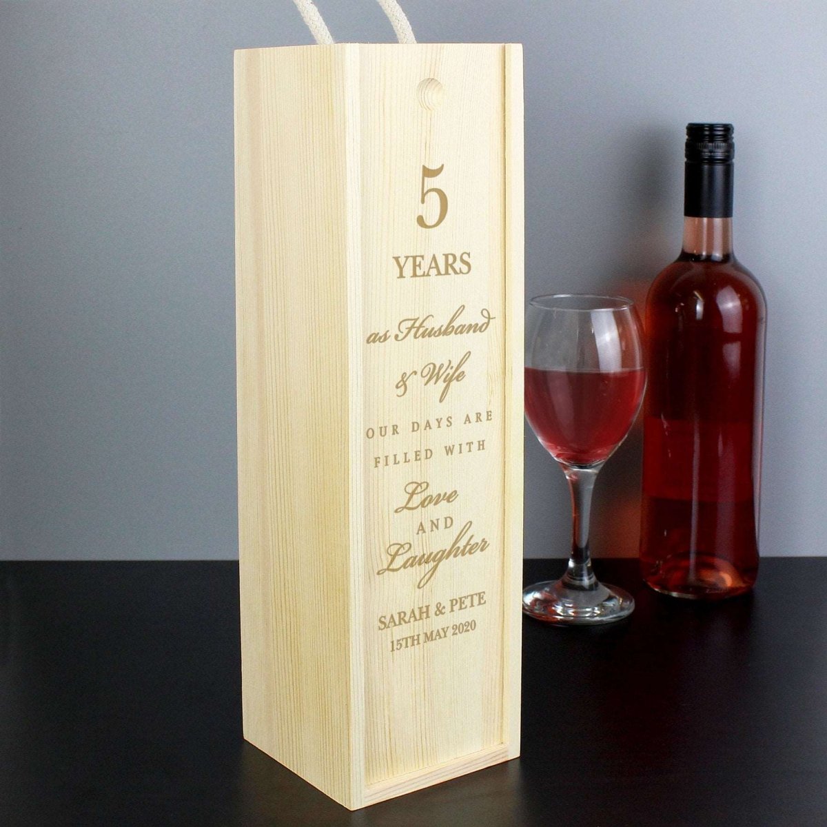 Anniversary Personalised Wooden Wine Bottle Box