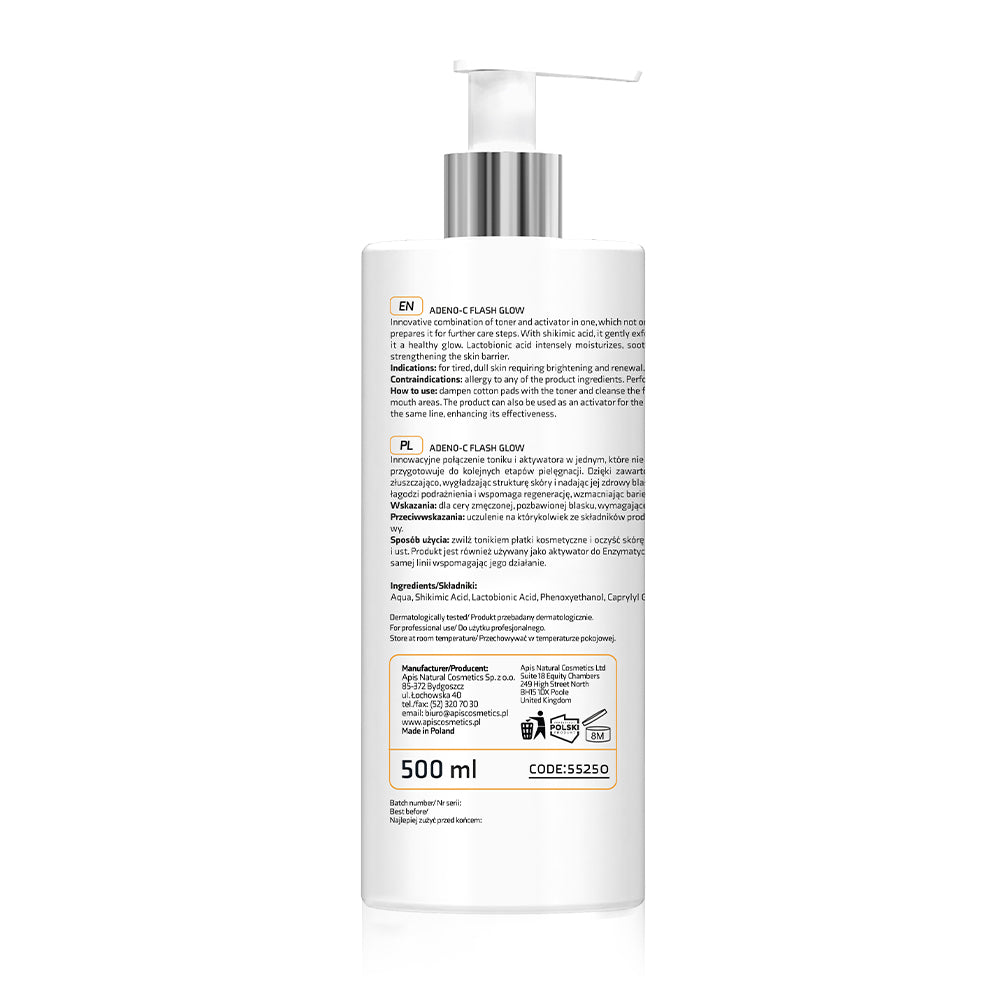 ADENO-C Flash Glow - Brightening Toner & Activator 2in1 with shikimic acid & lactobionic acid 500ml