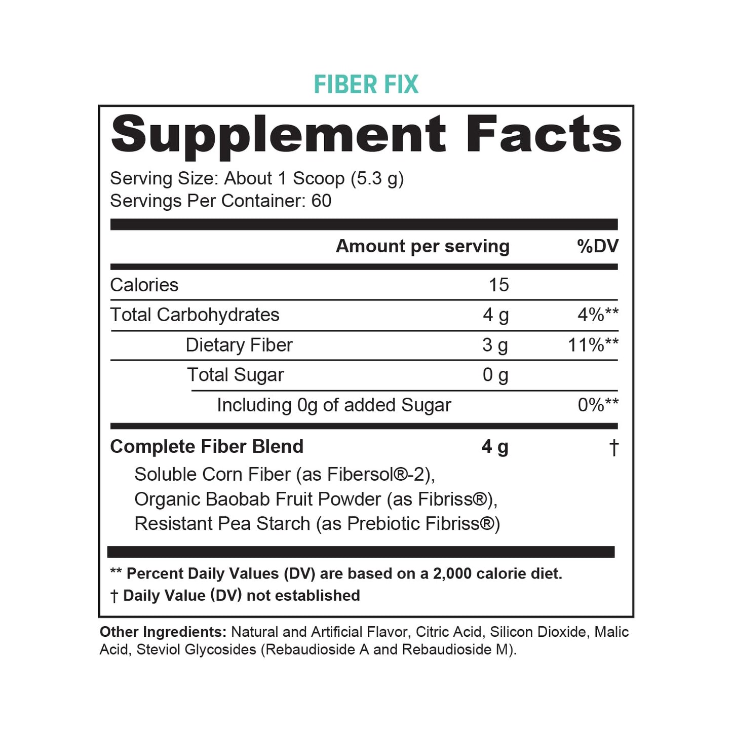 Fiber Supplement Colon Cleanse Detox – Prebiotic Powder for Digestive Health (Apple, 60 Servings)