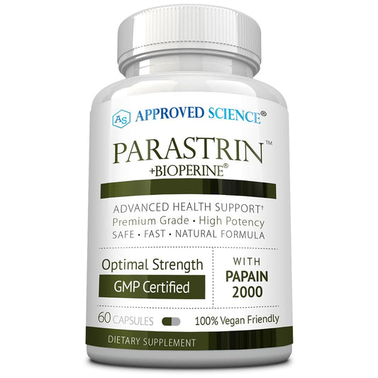 Approved Science Parastrin – 60 Vegan Capsules with Black Walnut, Garlic, Papain 2000 & BioPerine