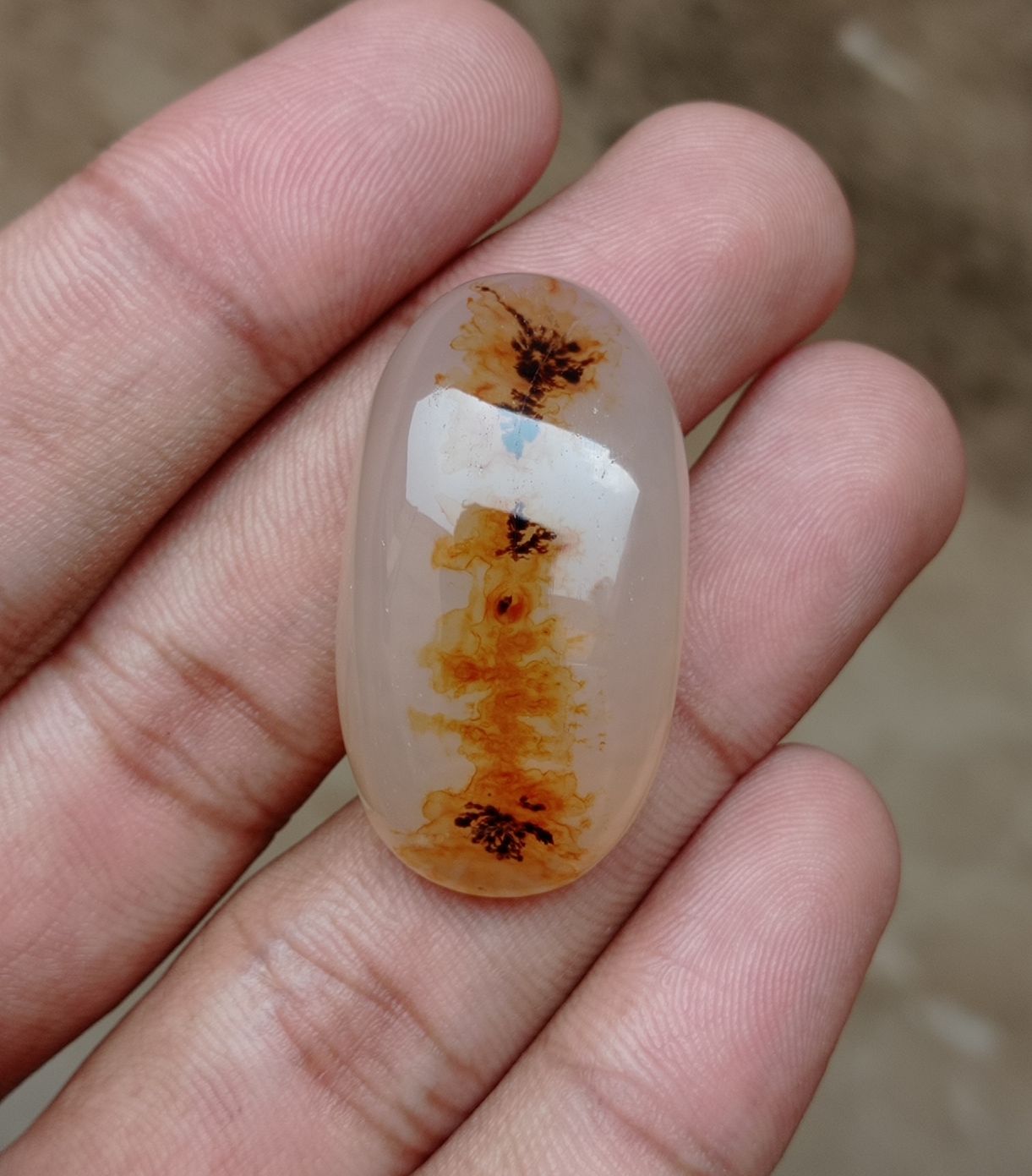 73.7ct Natural Dendritic Agate - Shajri Aqeeq -37.5x20x12mm