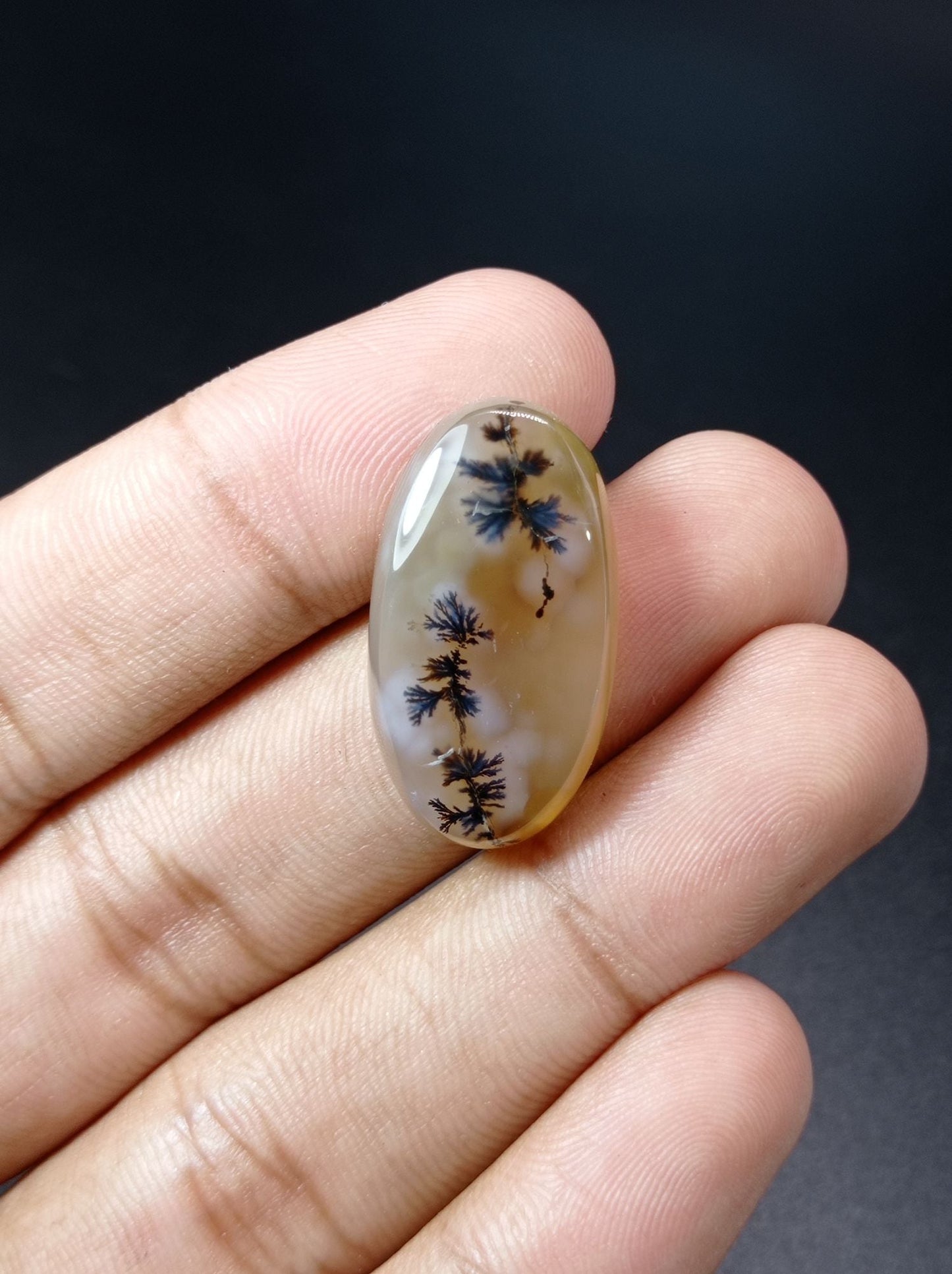 33.5ct Natural Dendritic Agate - Shajri Aqeeq -30x16x8mm