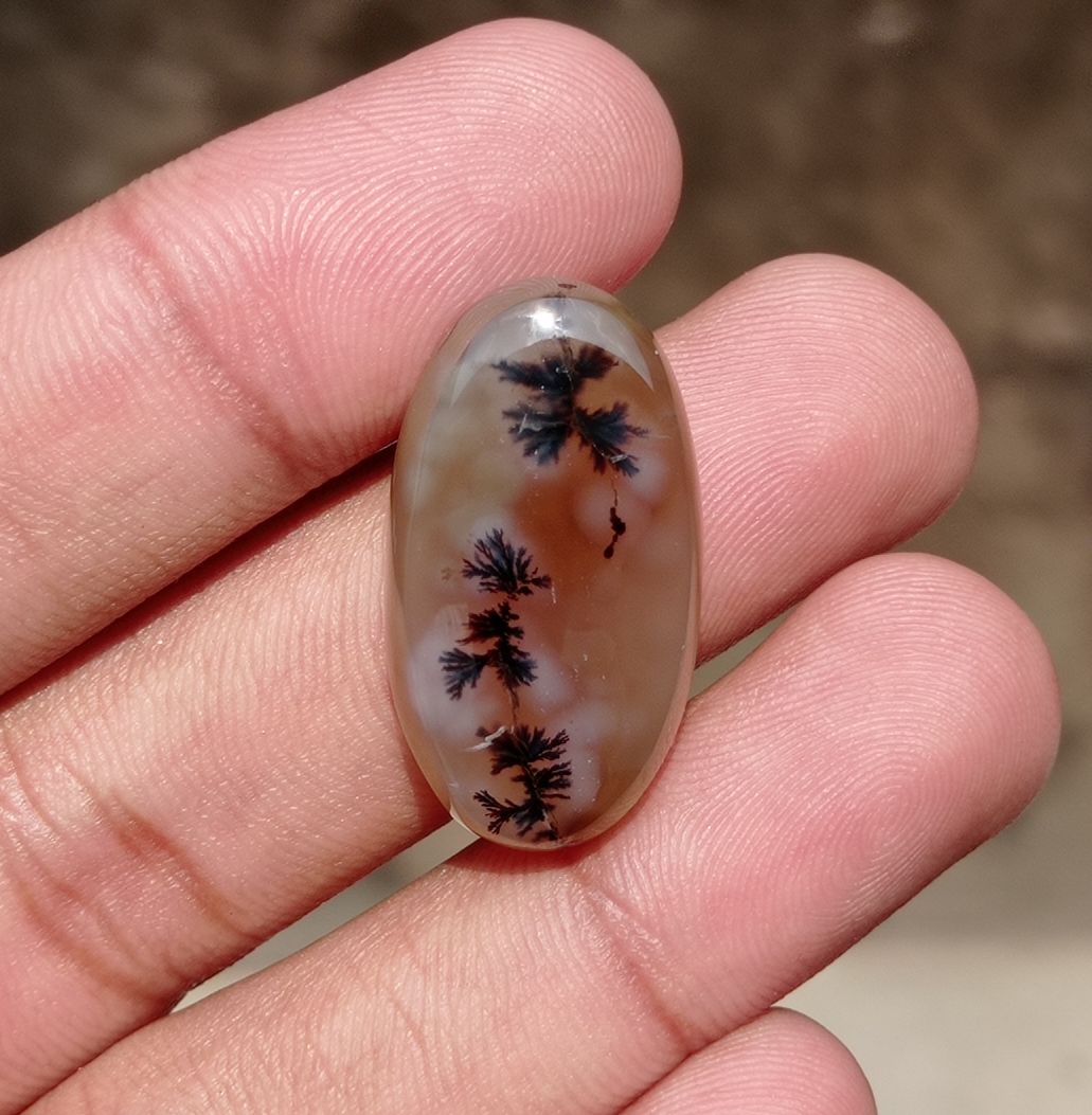 33.5ct Natural Dendritic Agate - Shajri Aqeeq -30x16x8mm