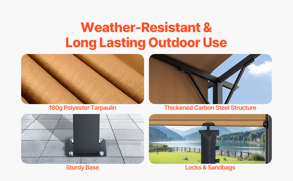 VEVOR Outdoor Pergola Arched Top Metal Pergola Retractable Pergola with Sun Shade Canopy Large Patio Shelter Pavilion for Deck