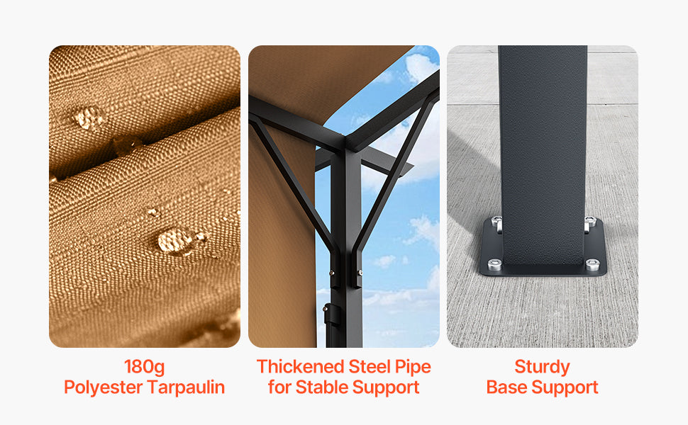 VEVOR Outdoor Pergola Arched Top Metal Pergola Retractable Pergola with Sun Shade Canopy Large Patio Shelter Pavilion for Deck