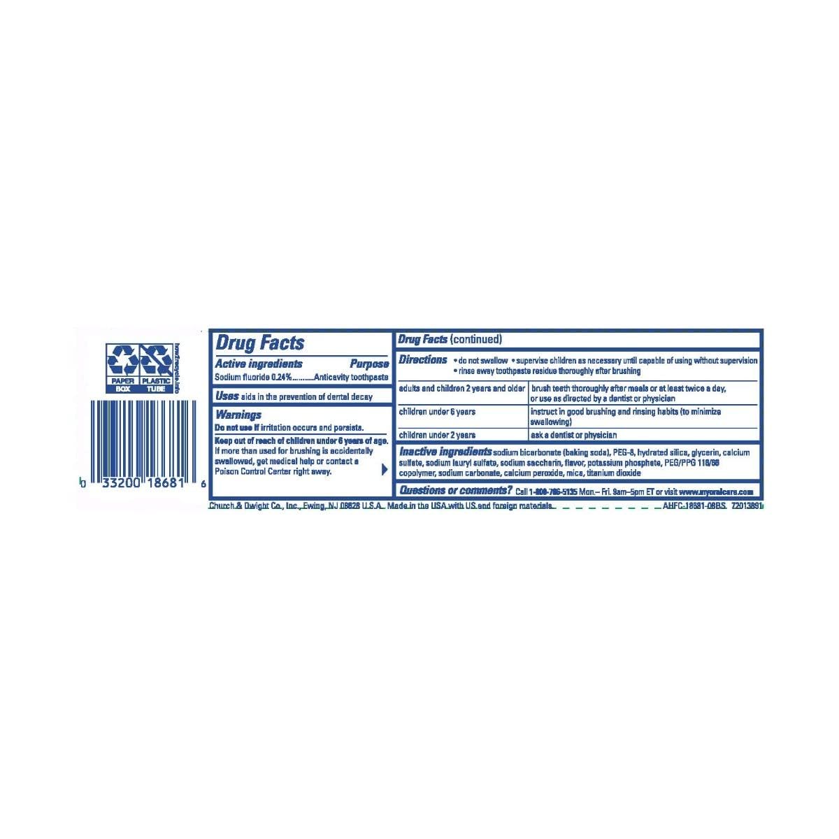 Arm & Hammer Truly Radiant Whitening & Enamel Strengthening Toothpaste Fresh Mint 4.3oz - 2 Pack