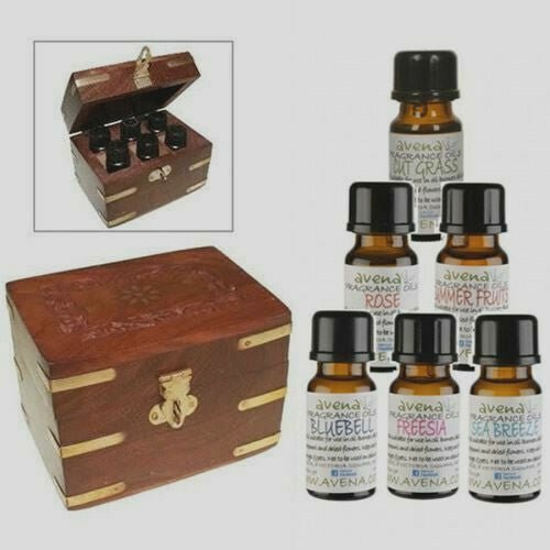 Aromatherapy Wooden Gift Box & 6 Fresh Summer Oils