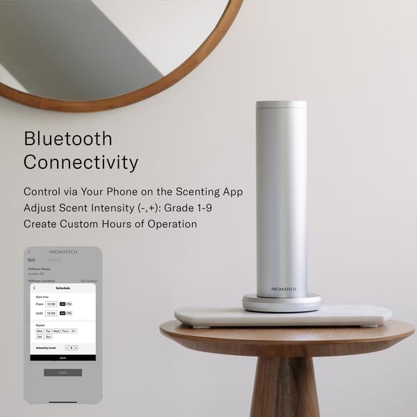 AroMini BT Plus Scent Diffuser by AromaTech — Bluetooth Nebulizing Diffuser (Silver)