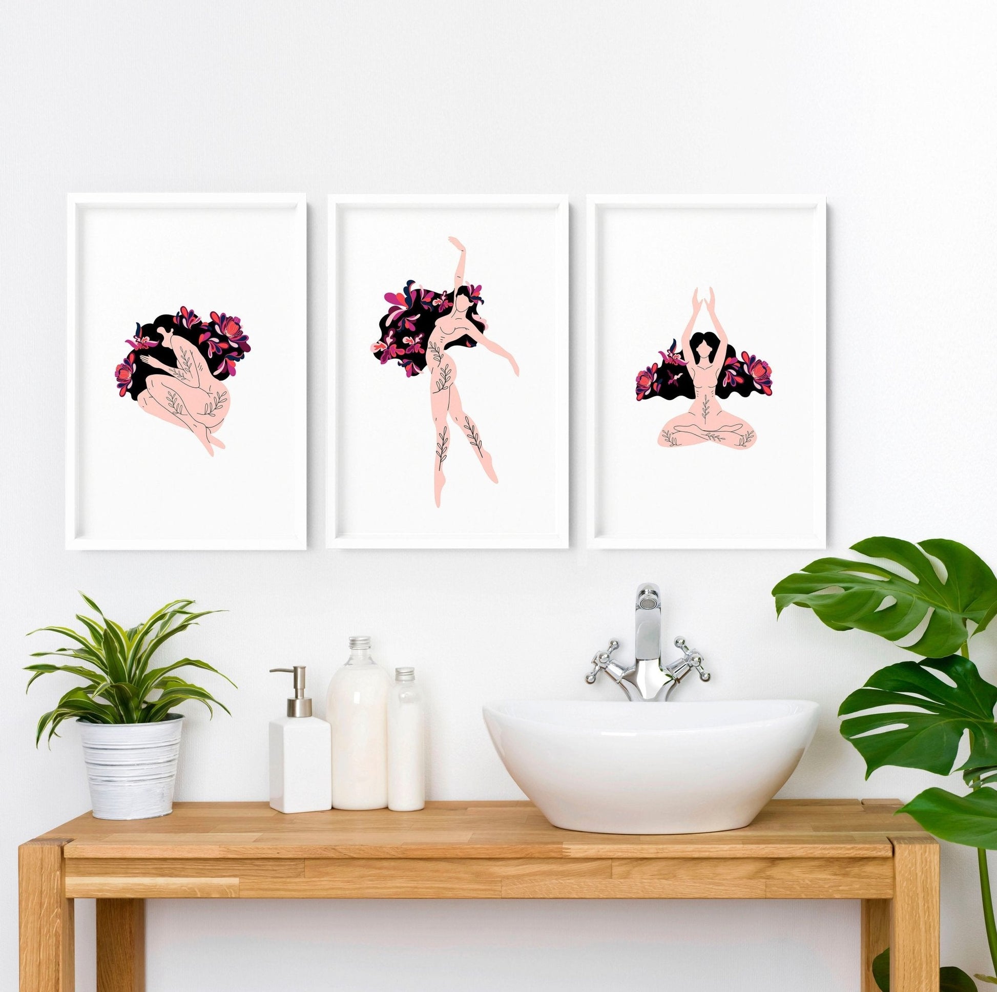Art prints for bathroom | Set of 3 wall art prints