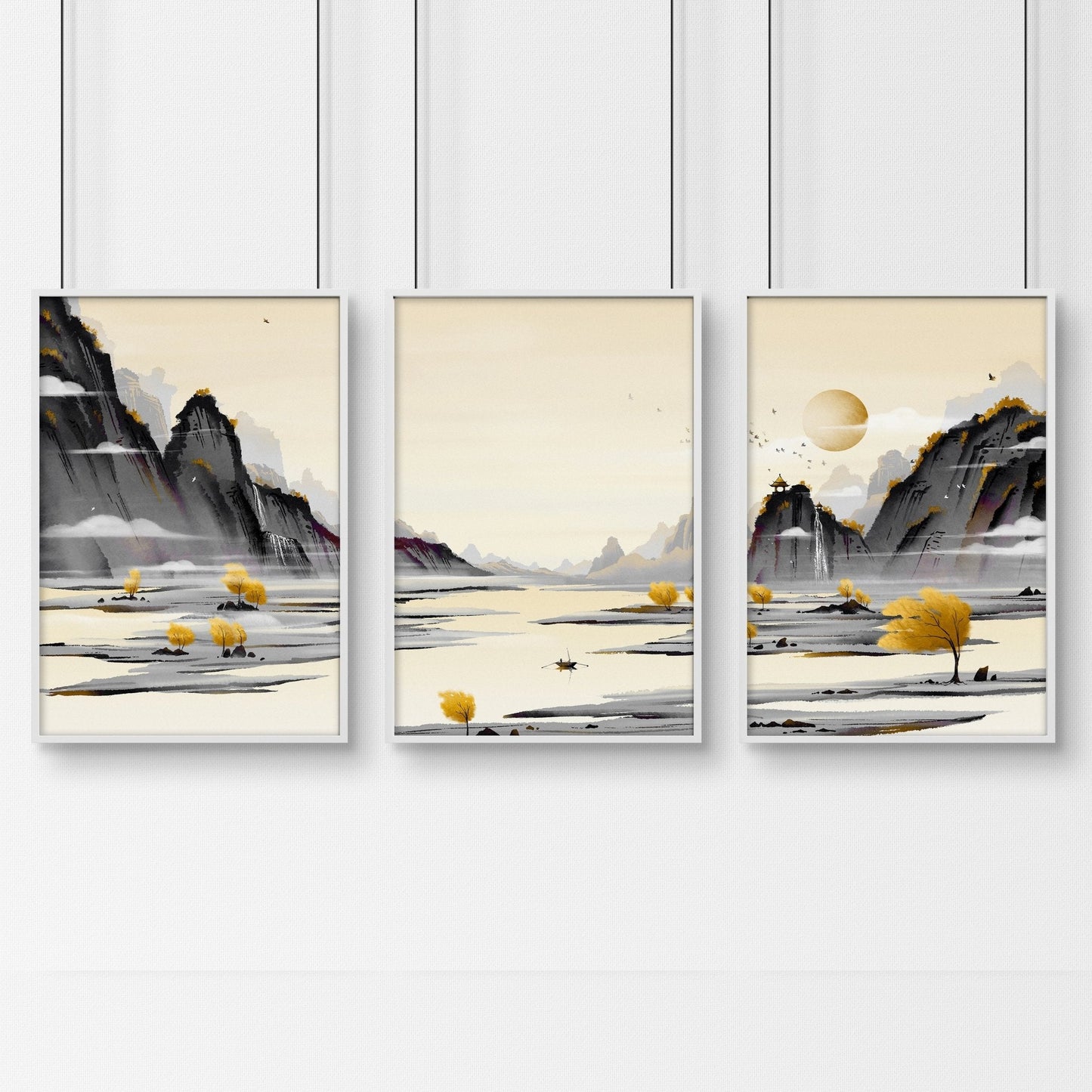 Art prints Japanese for bedroom | set of 3 wall art prints