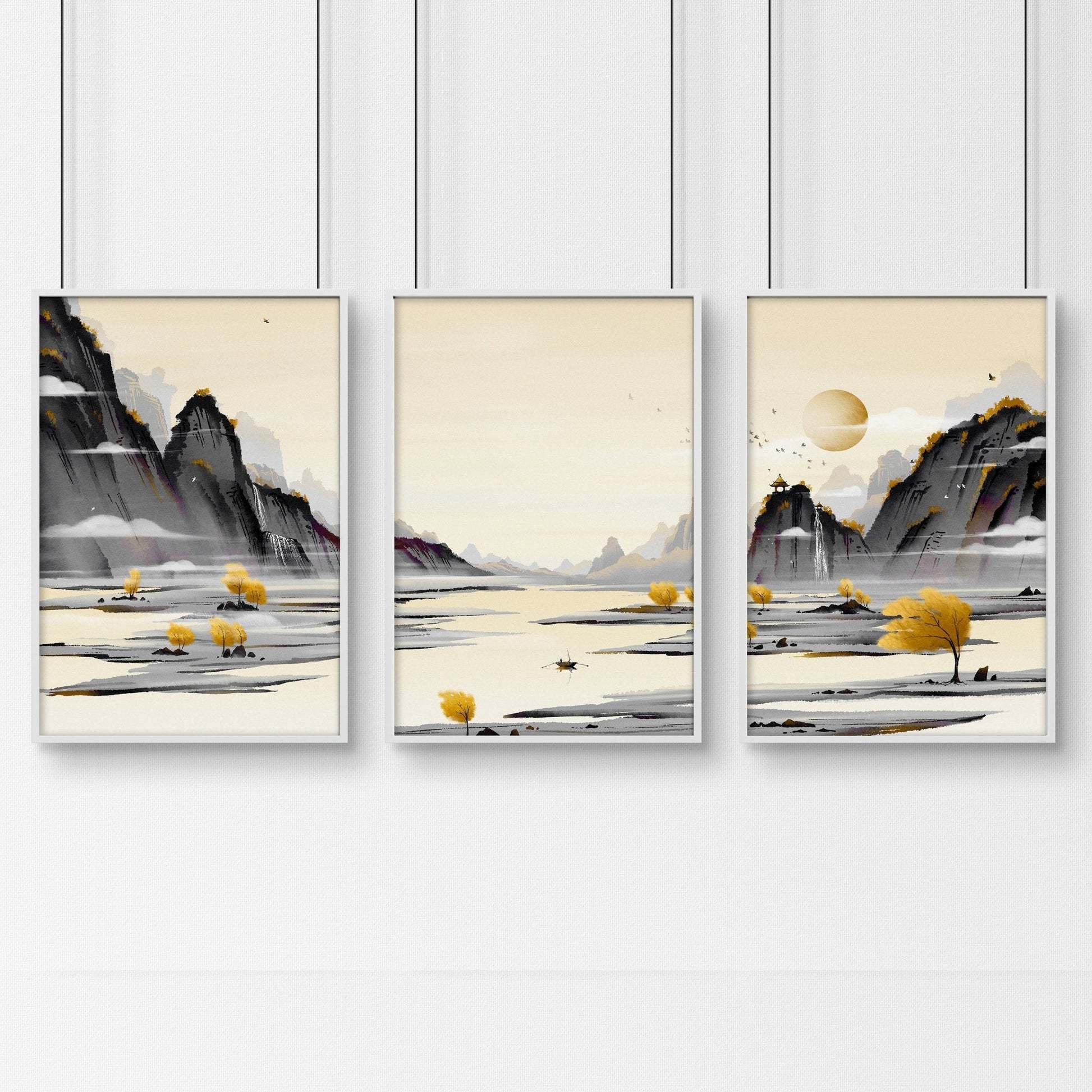 Art prints Japanese for bedroom | set of 3 wall art prints