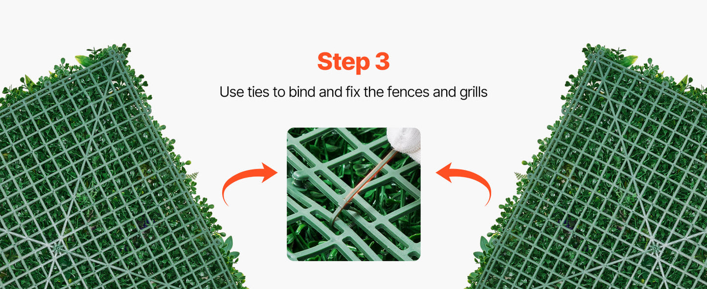 VEVOR Artificial Grass Wall Panels 3D Combination Greenery Boxwood  Panel for Privacy Backdrop Wall Hedge Screen for Garden
