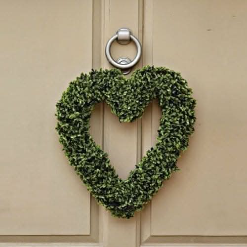 Large Artificial Boxwood Heart Wreath 40cm Hanging Topiary