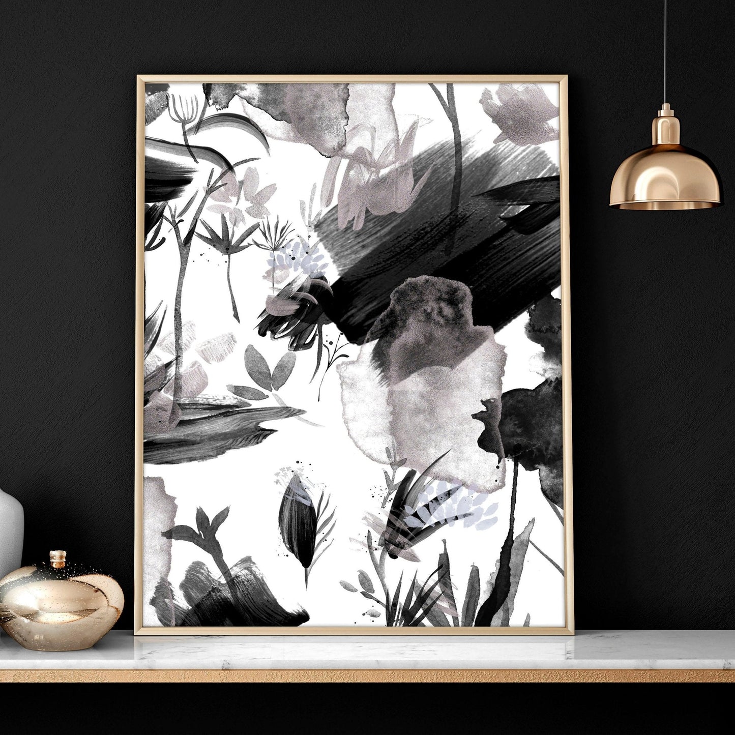 Black and white wall pictures | set of 3 wall art prints