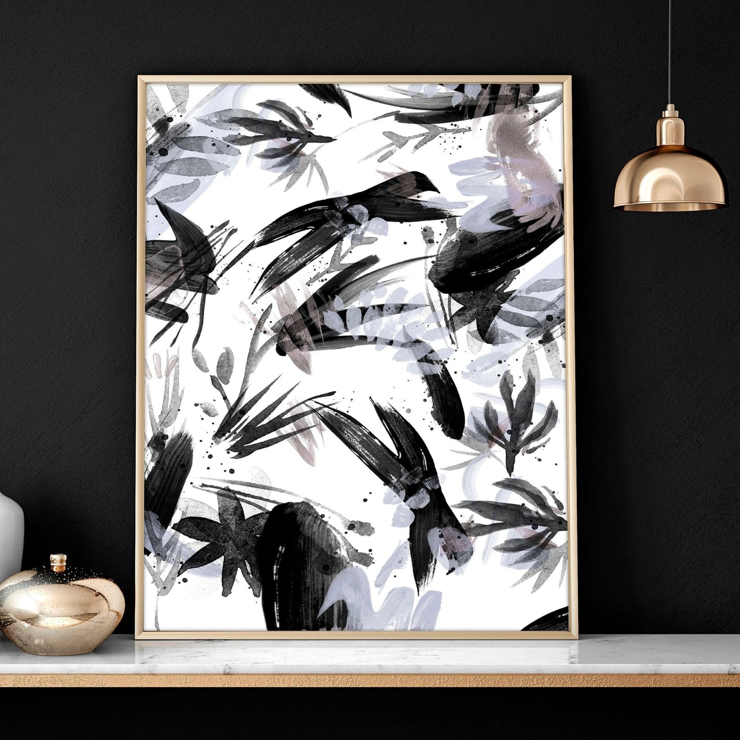 Black and white wall pictures | set of 3 wall art prints