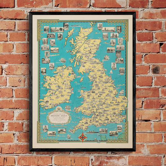 "Pictorial Map of the British Isles" on Framed Prints, Print-only, Framed Canvas, Acrylic, Canvas