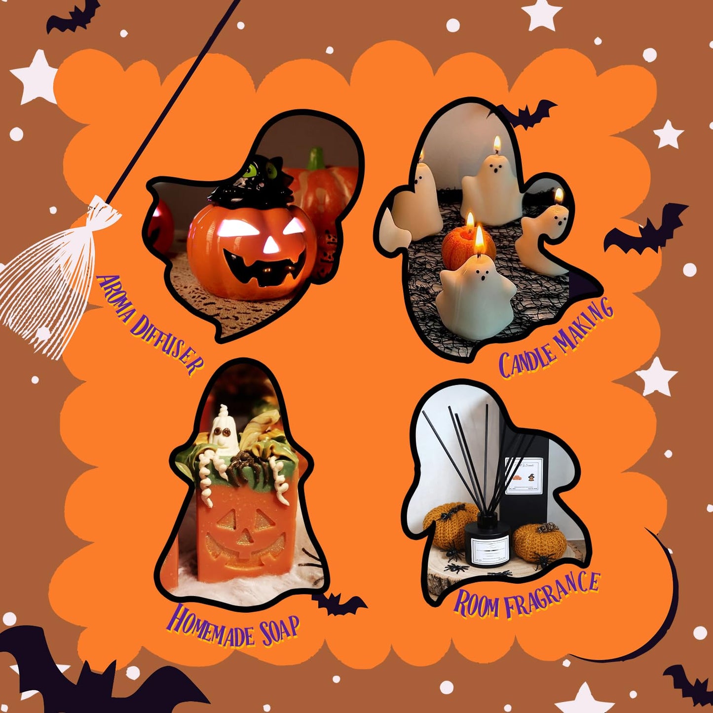 ARVIDSSON Halloween Fragrance Oils Set – Fall Diffuser Oils (Pumpkin Pie, Spiced Cider, Caramel Apple)