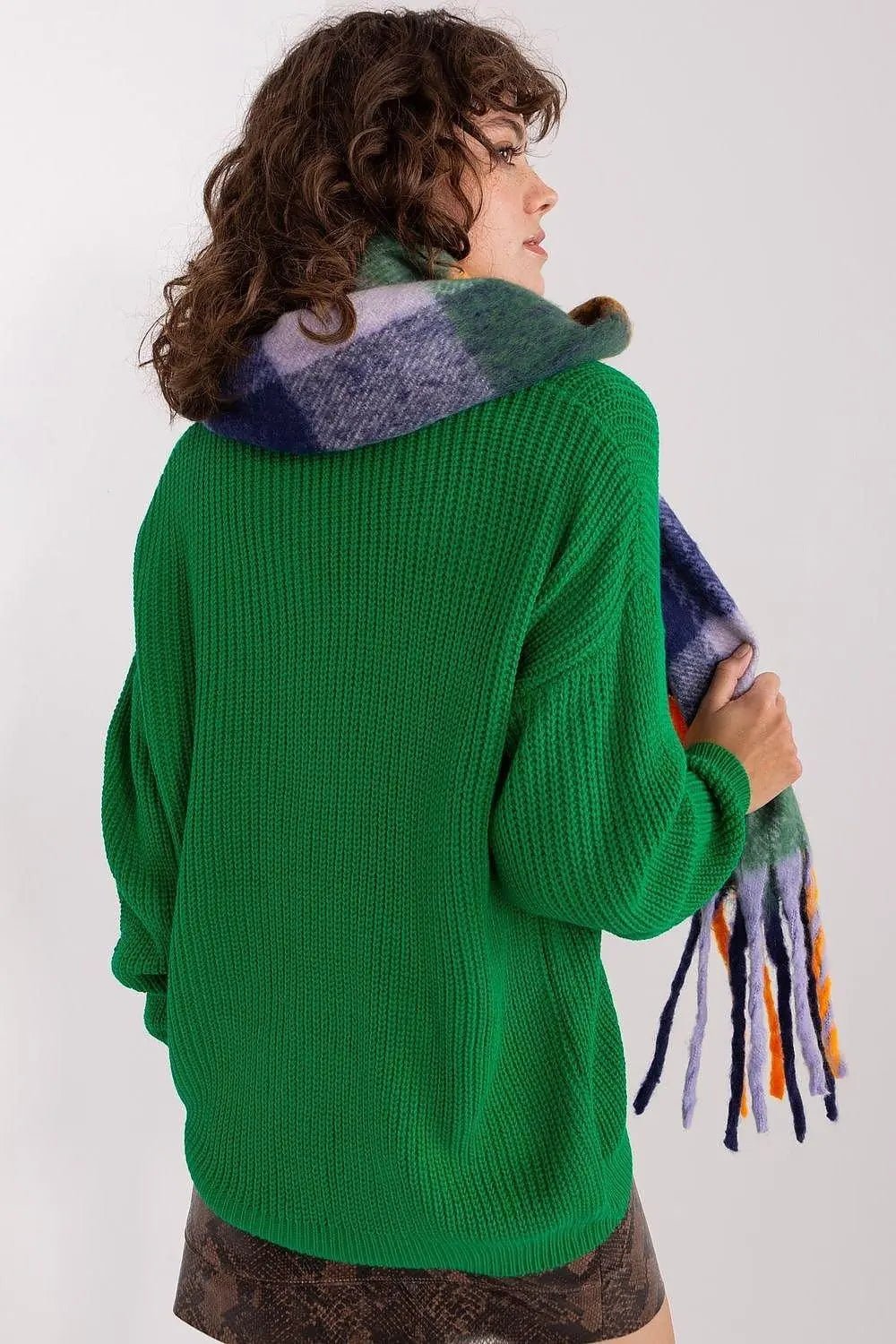 AT long colorful plaid scarf