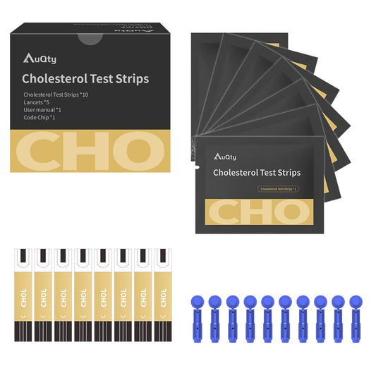 AuQty GUC-B01 Cholesterol Test Strips – 10Pcs + 10 Lancets (Meter Not Included)