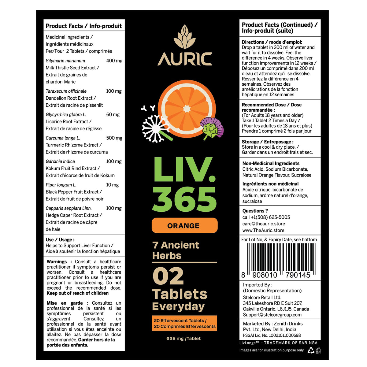 Auric Herbal Liver Support Supplement | Milk Thistle, Turmeric & More | 80 Tablets | Gluten-Free & Plant-Based