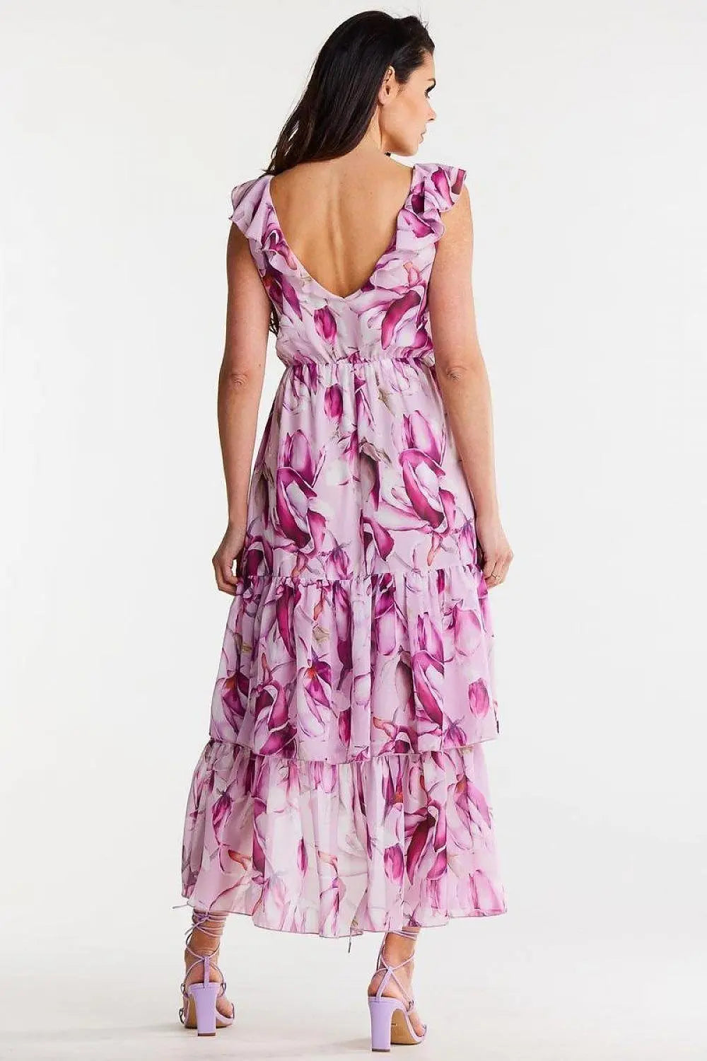 awama chiffon daydress with elastic lining, decorated at the bottom with two ruffles,