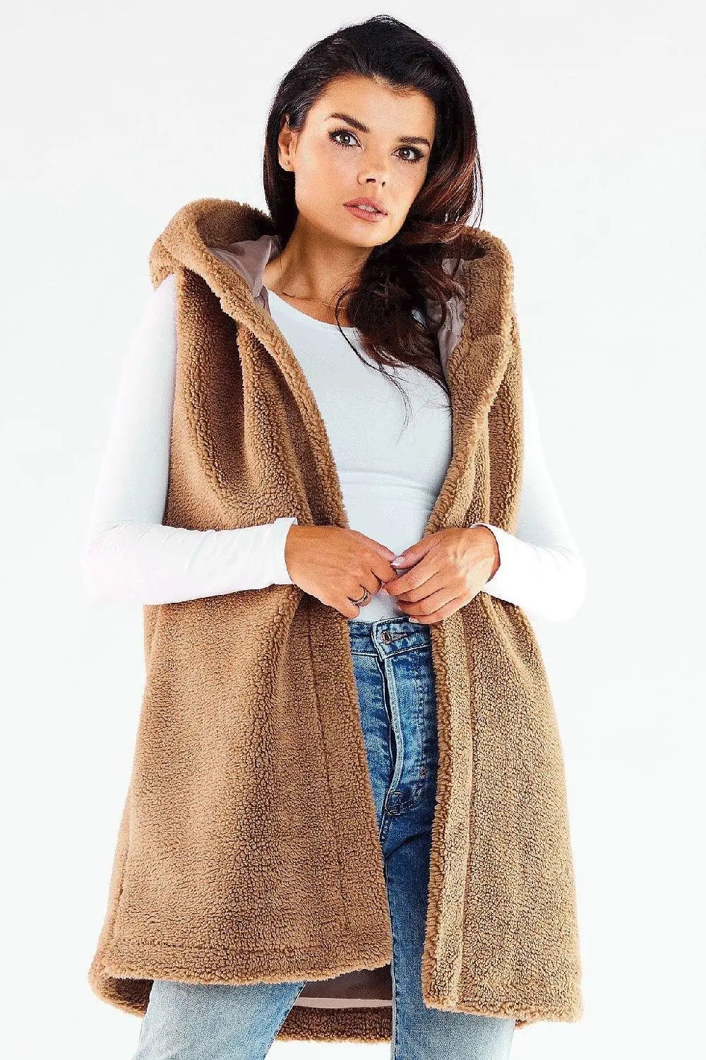 awama pleasant material warm hooded vest with pockets