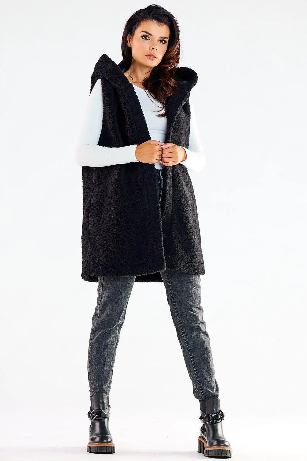 awama pleasant material warm hooded vest with pockets