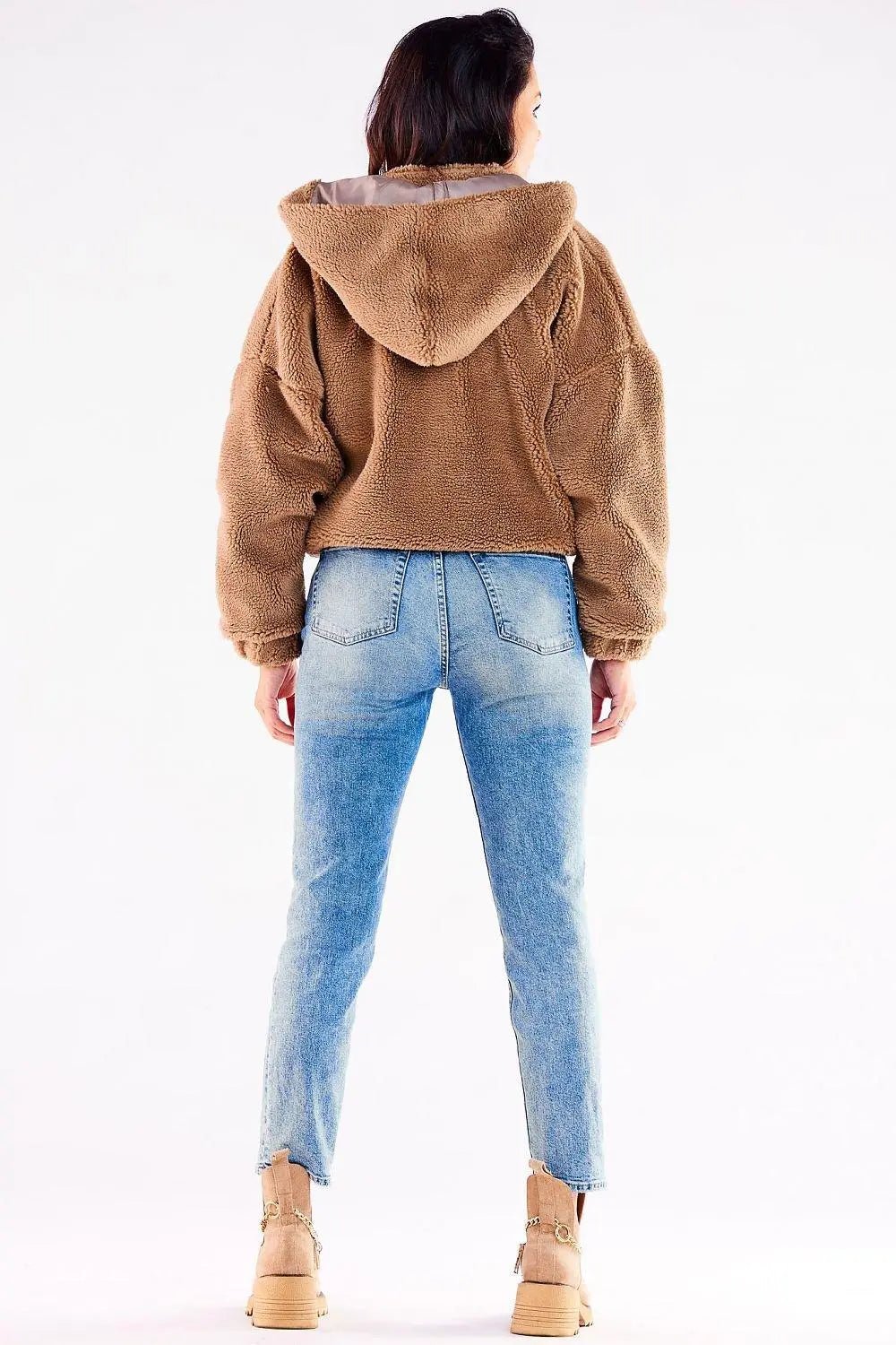Awama pleasant warm material zippered jacket with hood