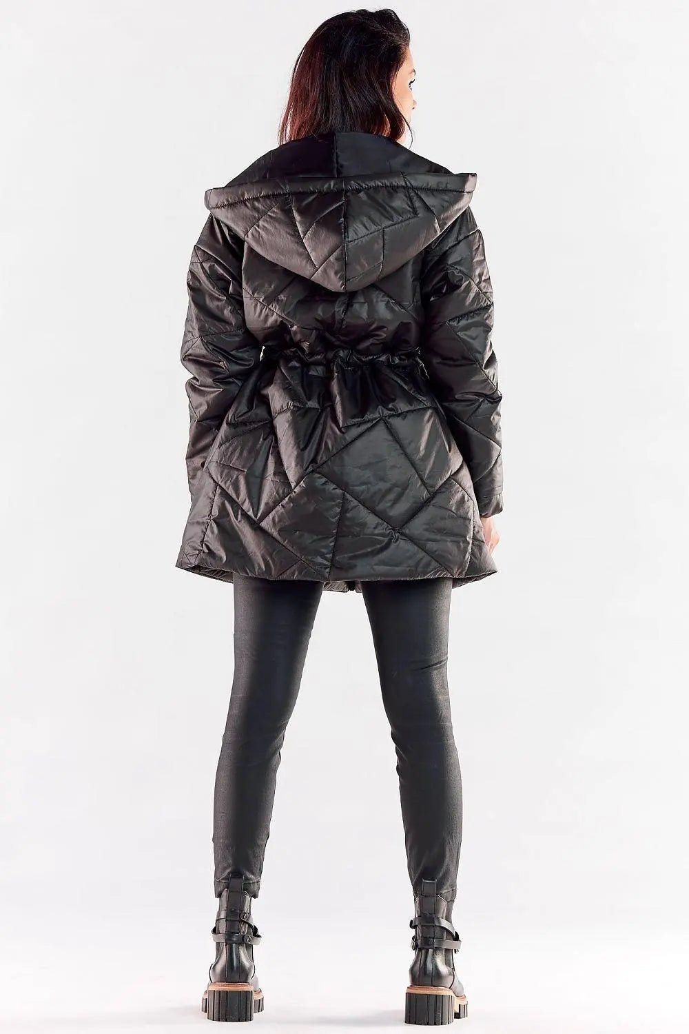 Awama zippered quilted jacket with hood