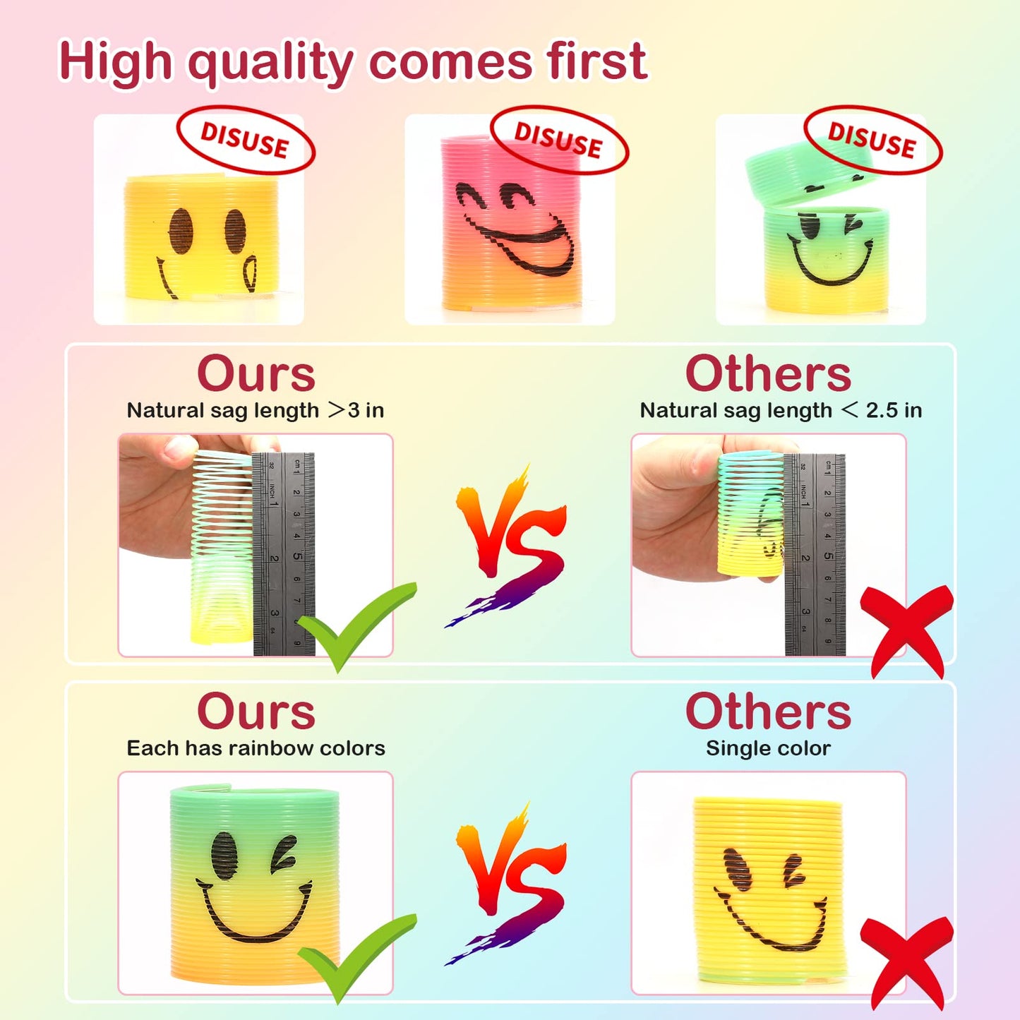 AZEN 32 Pcs Mini Spring Favors - Rainbow Fidget Toys for Kids, Classroom Prizes & Goodie Bags