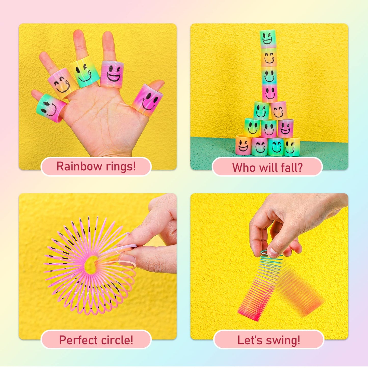 AZEN 32 Pcs Mini Spring Favors - Rainbow Fidget Toys for Kids, Classroom Prizes & Goodie Bags