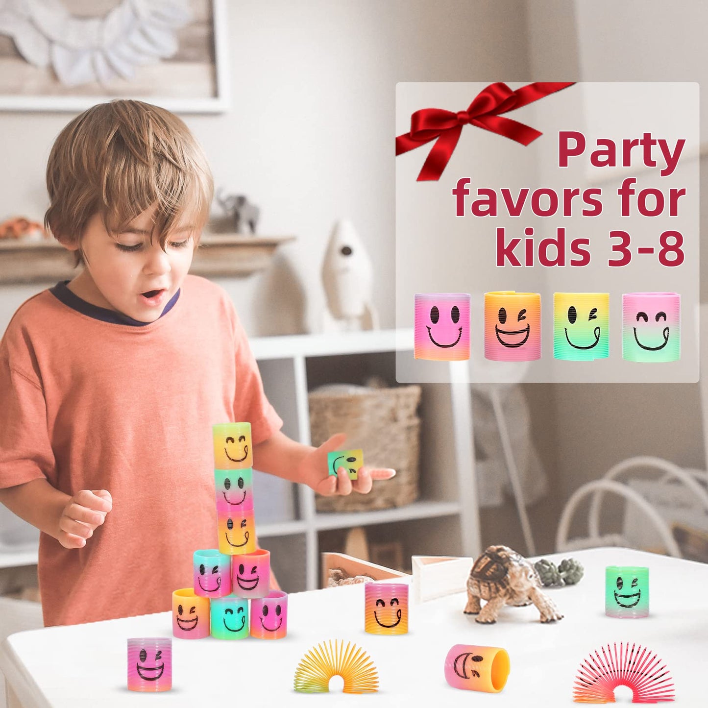 AZEN 32 Pcs Mini Spring Favors - Rainbow Fidget Toys for Kids, Classroom Prizes & Goodie Bags